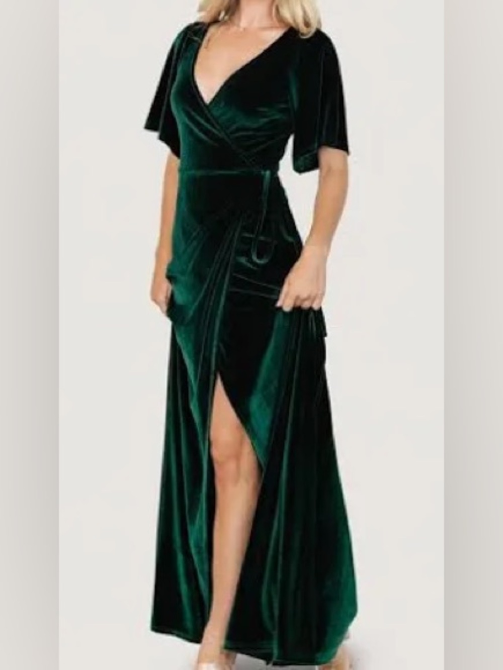 NWT Baltic Born Meghan Velvet Wrap Maxi Dress Emerald Green XS